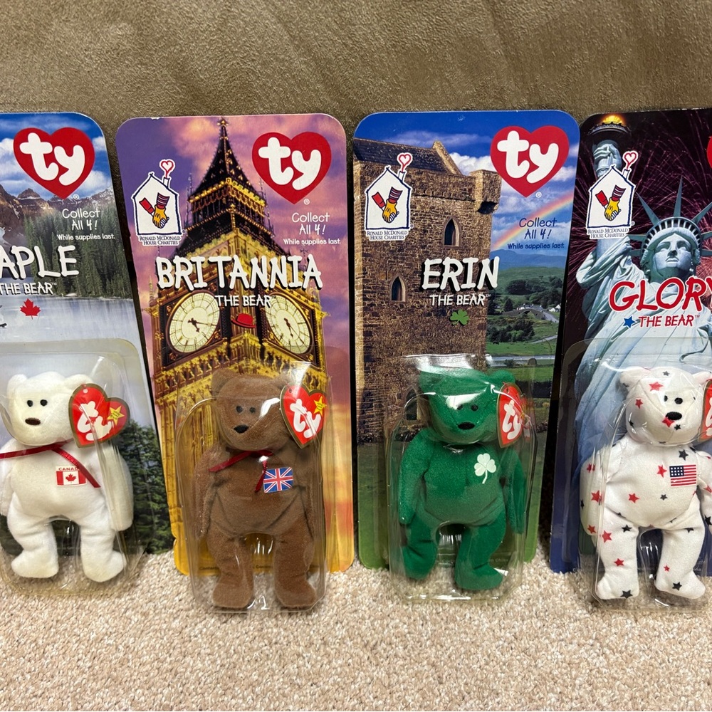 McDonald's Ty Beanie Babies Bears - Maple, Britannia, Erin, Glory
